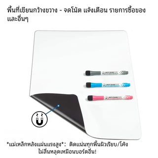 กระดานไวท์บอร์ดแม่เหล็กแบบยืดหยุ่นลบแห้งขนาด 60x42 ซม. สำหรับตู้เย็น กระดานไวท์บอร์ดวางแผนปฏิทินเปล่า กระดานไวท์บอร์ดตารางงานรายวันสำหรับบ้าน/สำนักงาน (ขนาด A2/A3/A4/A5)​