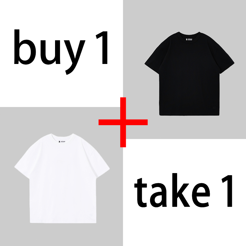 ซื้อ1แถม1! เสื้อคอกลมเกรดพรีเมี่ยม - สีเรียบ ทรงหลวม สวมใส่สบาย
