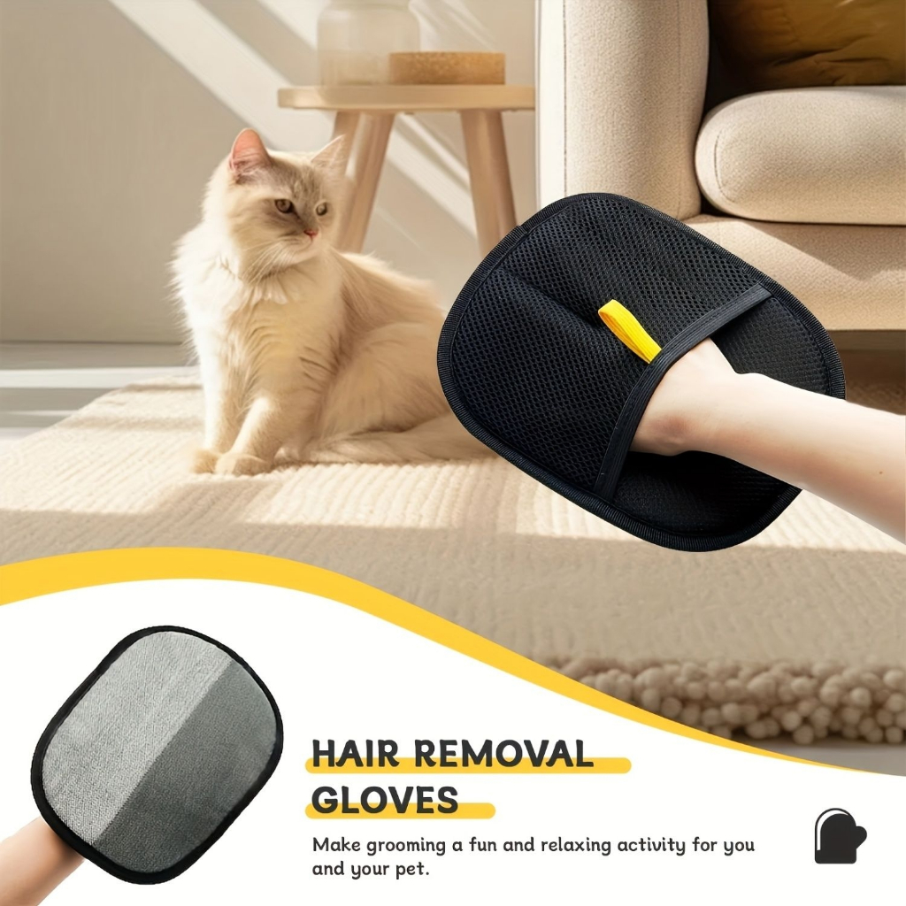 ถุงมือ Deshedding Pet สองด้านสําหรับสุนัขและแมว – เครื่องมือกําจัดขนทันทีสําหรับเสื้อผ้า, เฟอร์นิเจอร์และพรม, ทําความสะอาดฤดูใบไม้ผลิและดูแลสัตว์เลี้ยงทุกวัน