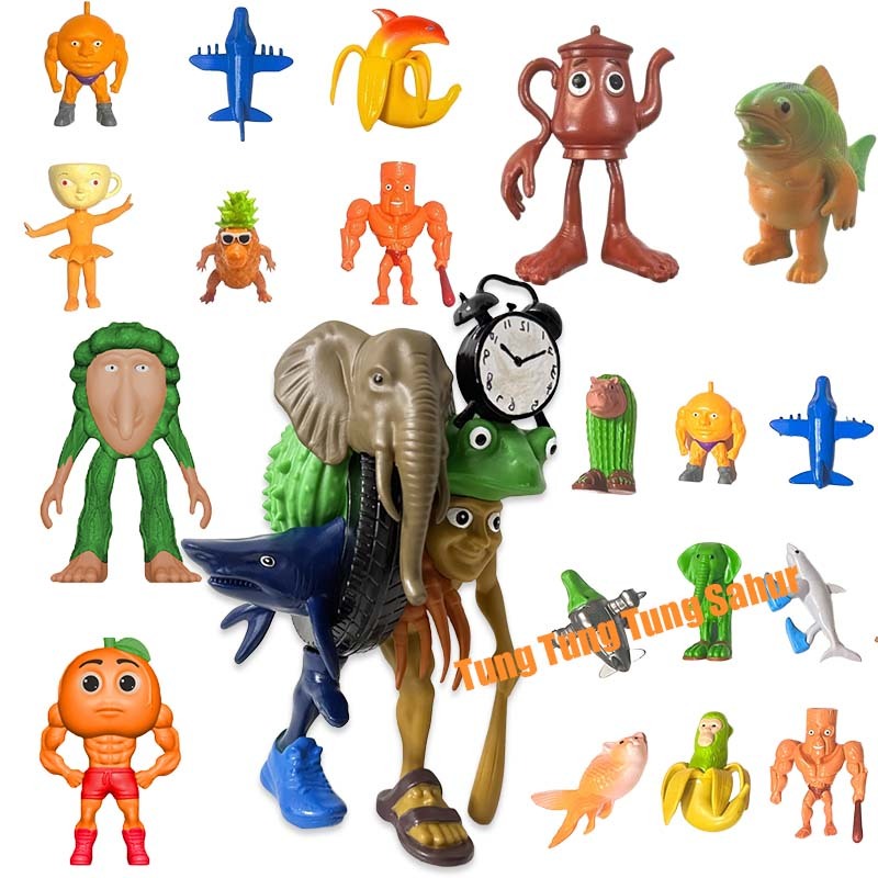 Tung Tung Tung Sahur ชุดตกแต่ง Bombardino Crocodilo Action Figure สําหรับเด็กเดสก์ท็อปตกแต่งของขวัญ