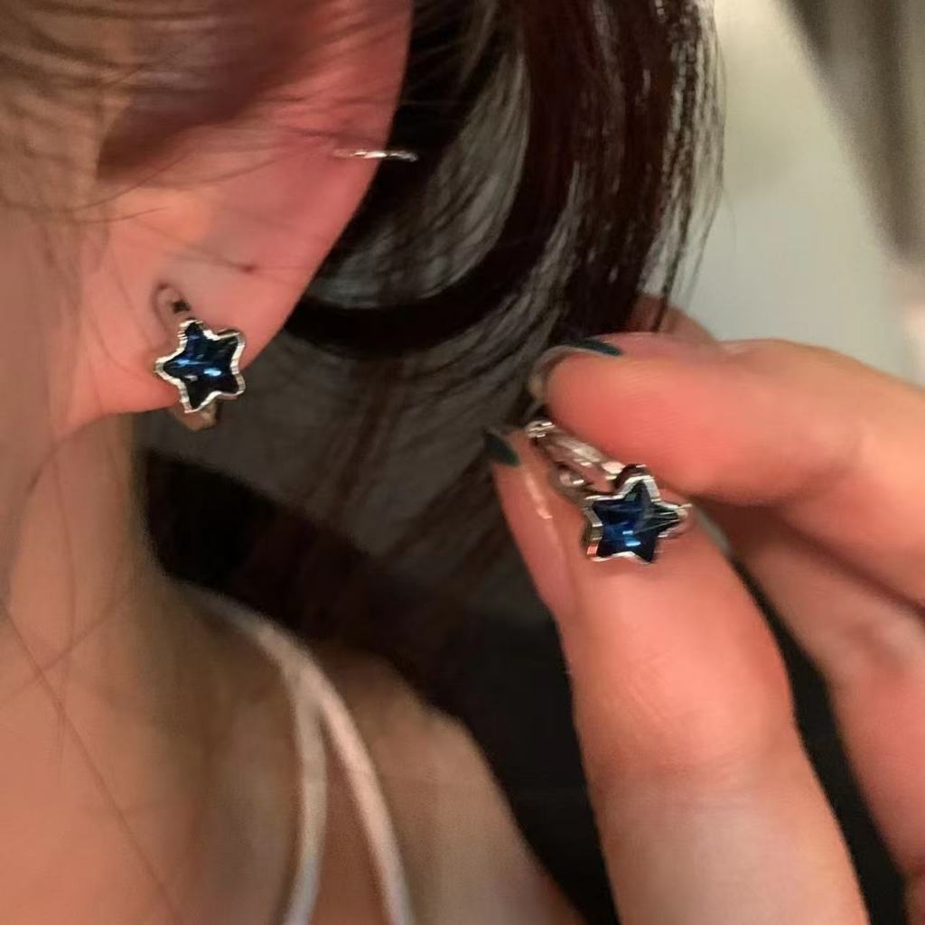 สร้อยคอคริสตัล Blue Star Five-Pointed Star Moonstone สีน้ำเงิน 14K GF