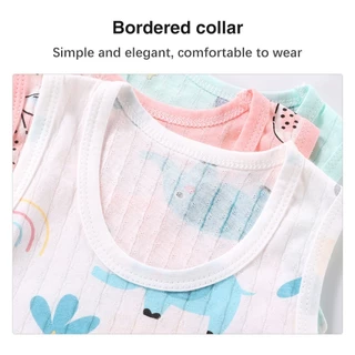 พร้อมส่ง ชุดเสื้อแขนกุด และกางเกงขาสั้น แบบบาง ระบายอากาศได้ดี ลายการ์ตูน สําหรับเด็กผู้ชาย และเด็กผู้หญิง