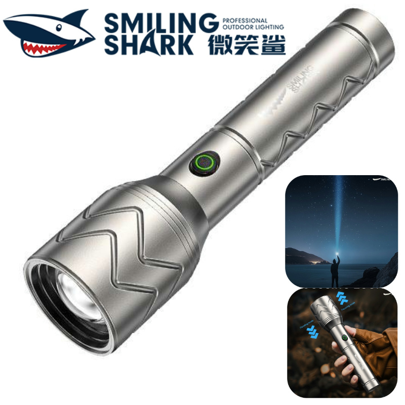 SMILING SHARK SD5355 ไฟฉาย LED Super Bright M60 7000LM Type-C พร้อม充电灯5模式无极调光防水户外