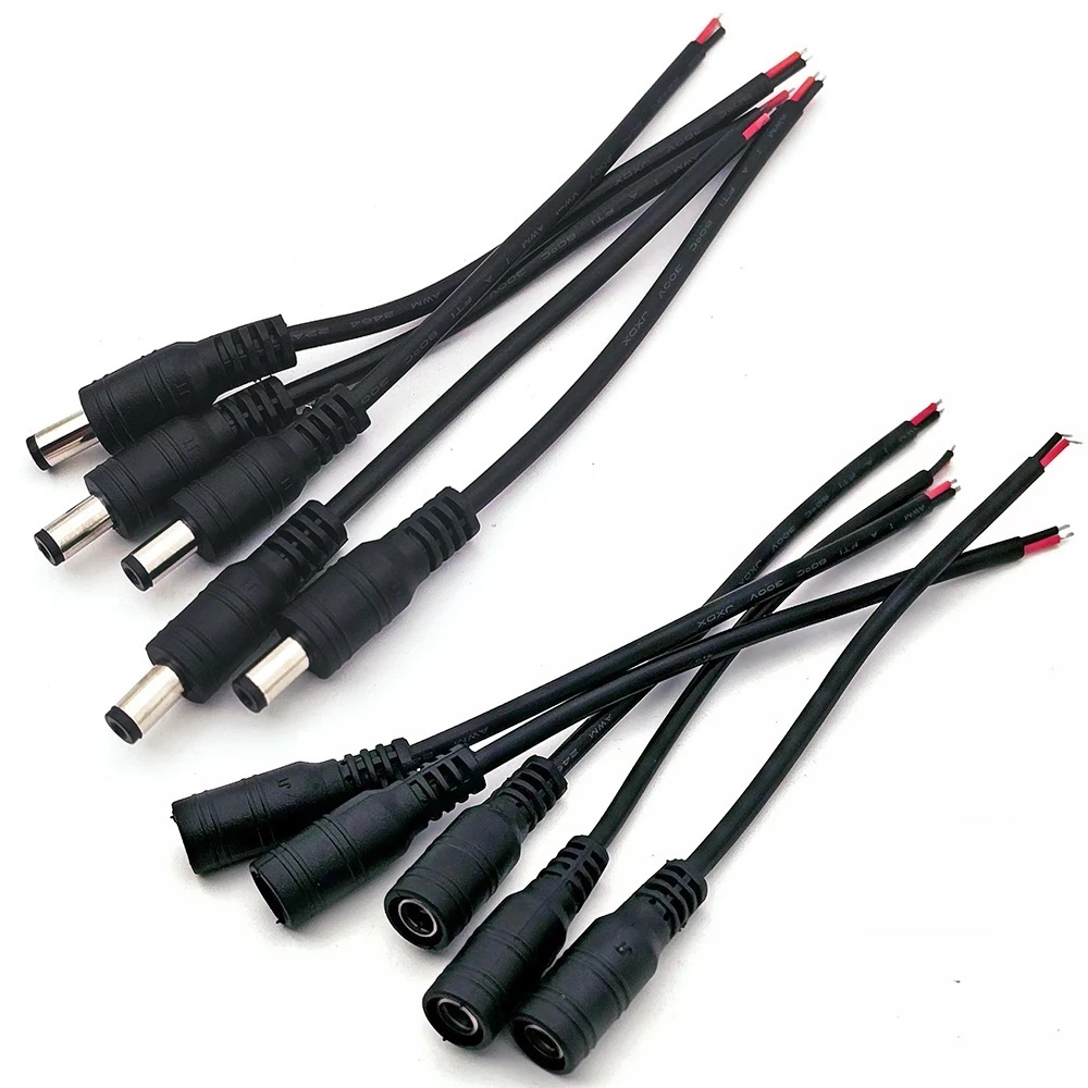 DC 12V ชายหญิง Pigtails สายไฟ 2.1 มม.* 5.5 มม.2Pin Connector สายไฟปลั๊กสําหรับกล้องวงจรปิด Router LED Strip ไฟ Tail Extension 24V DC Wire