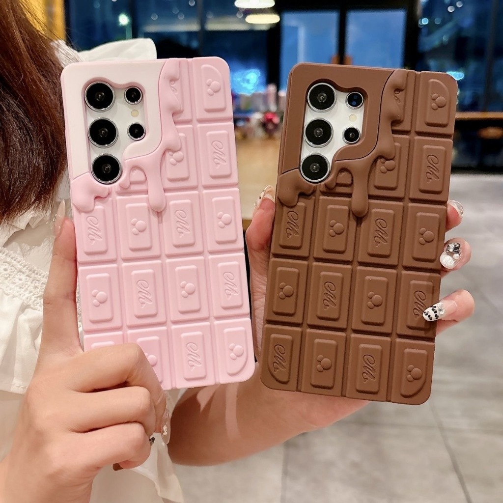 สําหรับ Samsung S25 Ultra S24 S23 A13 A14 A15 A16 A52s 3D Melted ช็อกโกแลตออกแบบ Soft TPU กรณีฝาครอบ