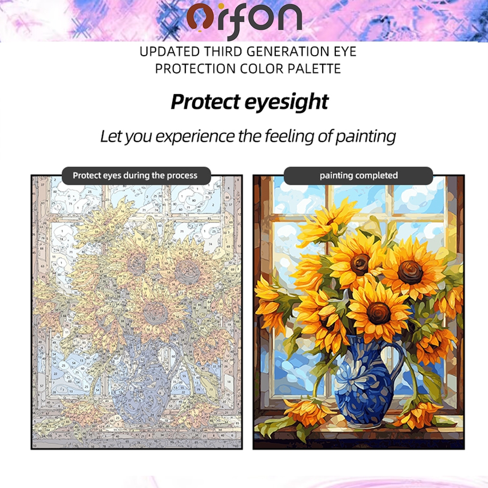 ระบายสีตามตัวเลข 4050ซม./ภาพวาดผ้าใบ/เมืองน้ําหอมนม/การ์ตูน/ของขวัญdiy/ตกแต่งผนัง - รูปที่ 2