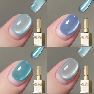 ชุดน้ำยาทาเล็บ 4 สีตาแมวสีน้ำเงินยอดนิยมใหม่ ผงแม่เหล็กความห…