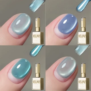 ชุดน้ำยาทาเล็บ 4 สีตาแมวสีน้ำเงินยอดนิยมใหม่ ผงแม่เหล็กความหนาแน่นสูง เหมาะสำหรับร้านทำเล็บ