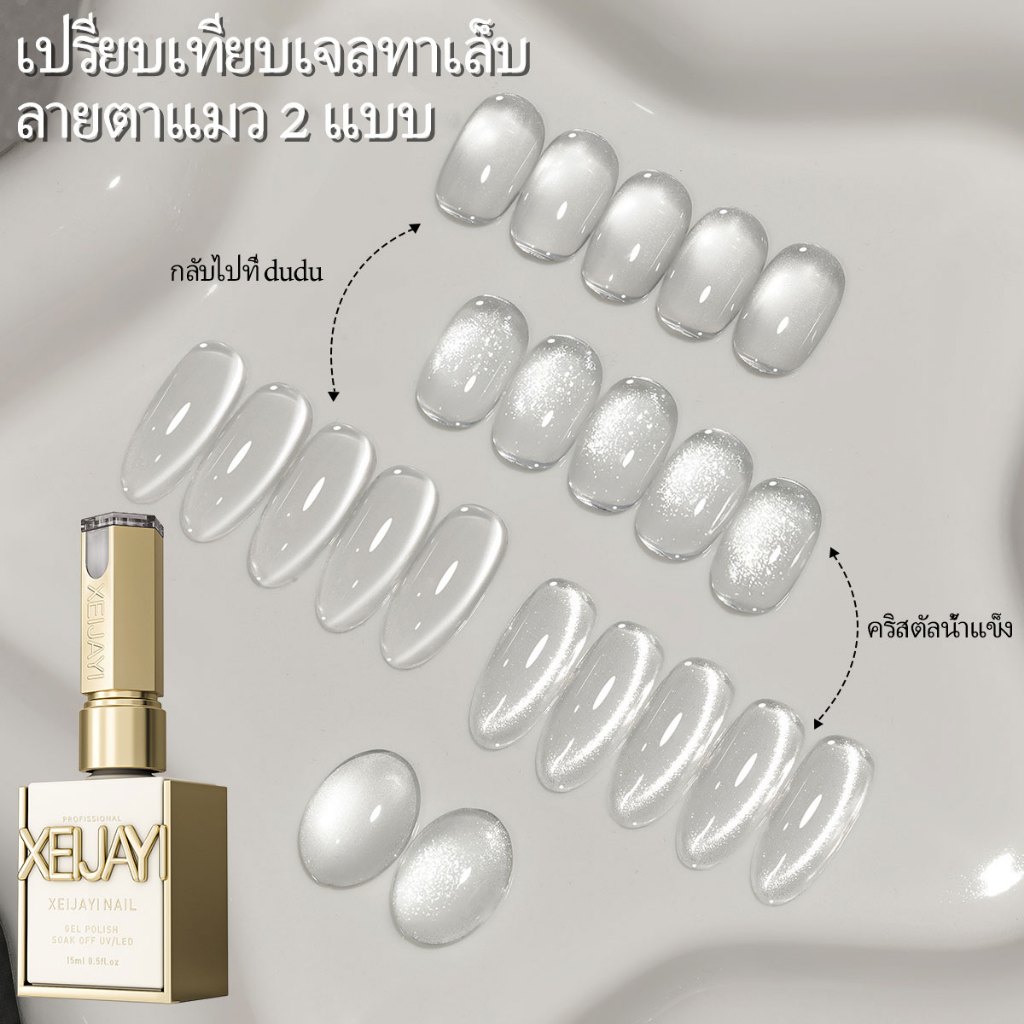 XEIJAYI ยาทาเล็บแม่เหล็กลายตาแมวคริสตัลน้ำแข็งสุดสดใสรุ่นใหม่ เงางามและติดทนนาน เหมาะสำหรับร้านทำเล็บ DIY