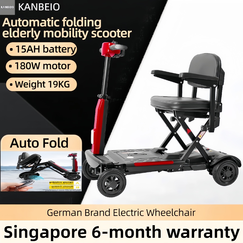 KANBEIO LTA-สกู๊ตเตอร์พับได้สำหรับผู้สูงวัย | แบตเตอรี่ลิเธียมไอออน 15AH | 4 ล้อขนาดกะทัดรัด | พวงมาลัยปรับระดับได้