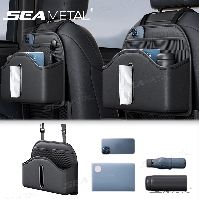 SEAMETAL กล่องเก็บของในรถยนต์ สําหรับติดเบาะหลังรถยนต์ วางกล่องกระดาษทิชชู่ แก้วน้ำ