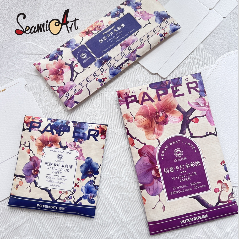 SeamiArt POTENTATE 20 ชิ้นแสตมป์สีน้ํากระดาษ DIY Sketch กระดาษ 300 แกรมผ้าฝ้ายเยื่อกระดาษเย็น Pressed