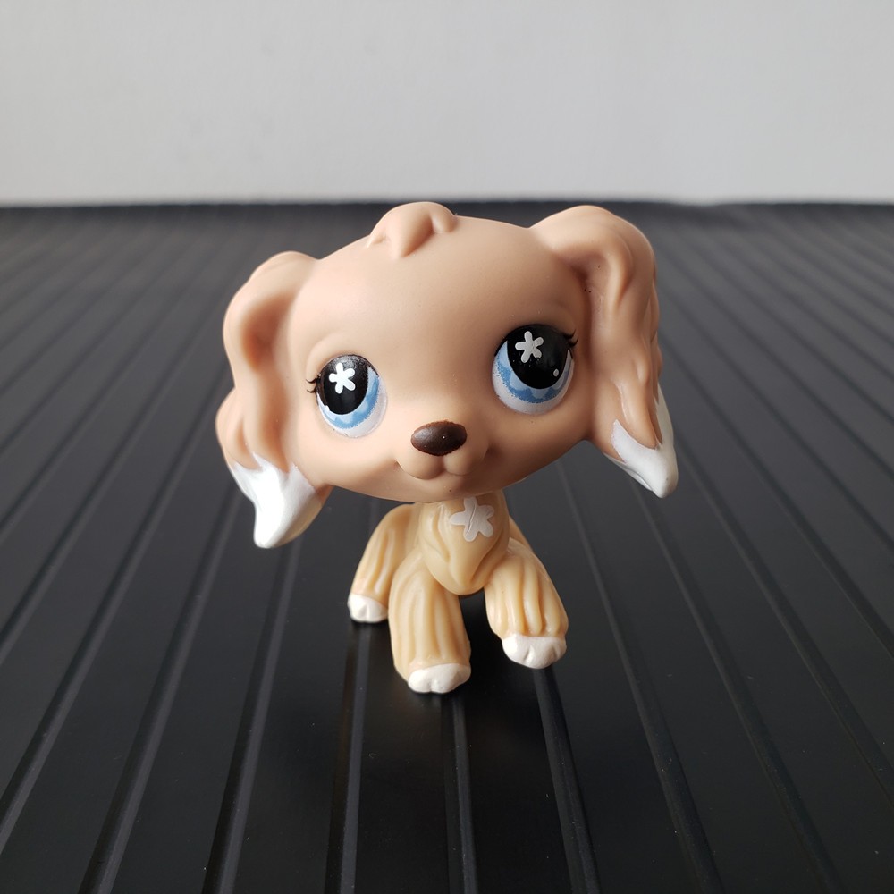 Littlest Pet Shop LPS 568 Brown Cocker Spaniel Dog Flower Eyes Puppy Toy