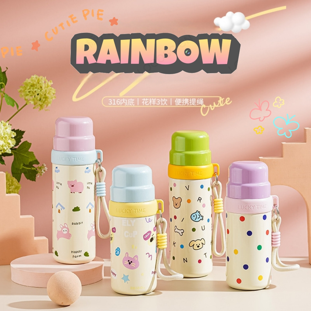 RAINBOW CUP แก้วน้ํา แก้วเก็บความร้อน แก้วสแตนเลส แก้วน้ำพกพาสำหรับนักเรียน 350ml/500ml