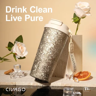 CIVAGO Ti（17oz/510ml）​แก้วเดินทางกาแฟไทเทเนียมบริสุทธิ์หรูหราพร้อมกล่องของขวัญผู้ชายและผู้หญิงถ้วยฉนวน