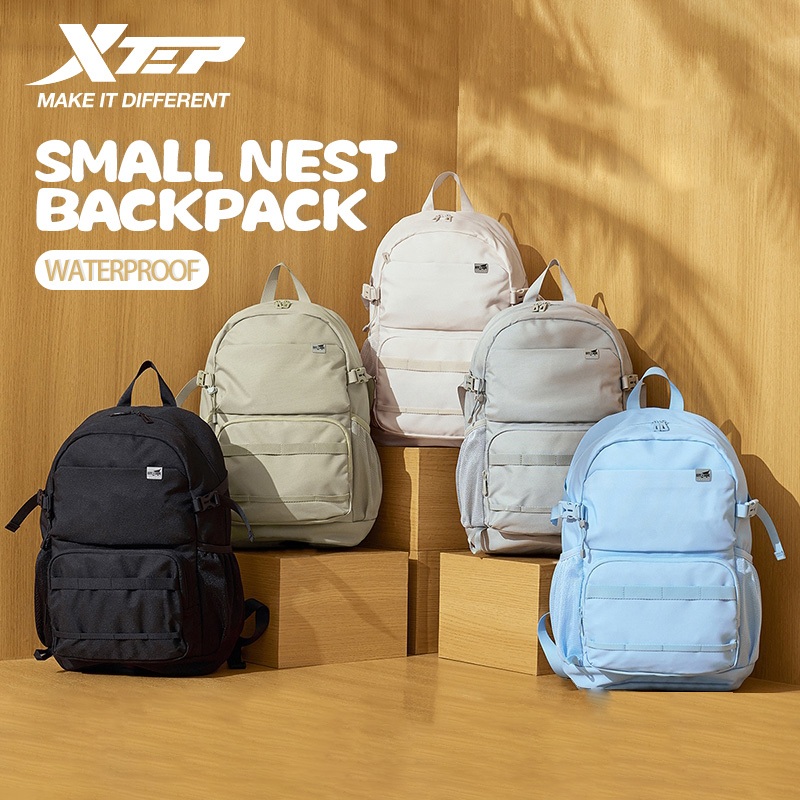 【xtep】ซีรีส์รังเล็ก | ฤดูใบไม้ร่วงคู่ตั้งแคมป์ความจุขนาดใหญ่กันน้ํากระเป๋าเป้สะพายหลังกันน้ํากลางแจ้งกระเป๋านักเรียนกันน้ําแล็ปท็อปกระเป๋าภูเขากันน้ําเดินทางก