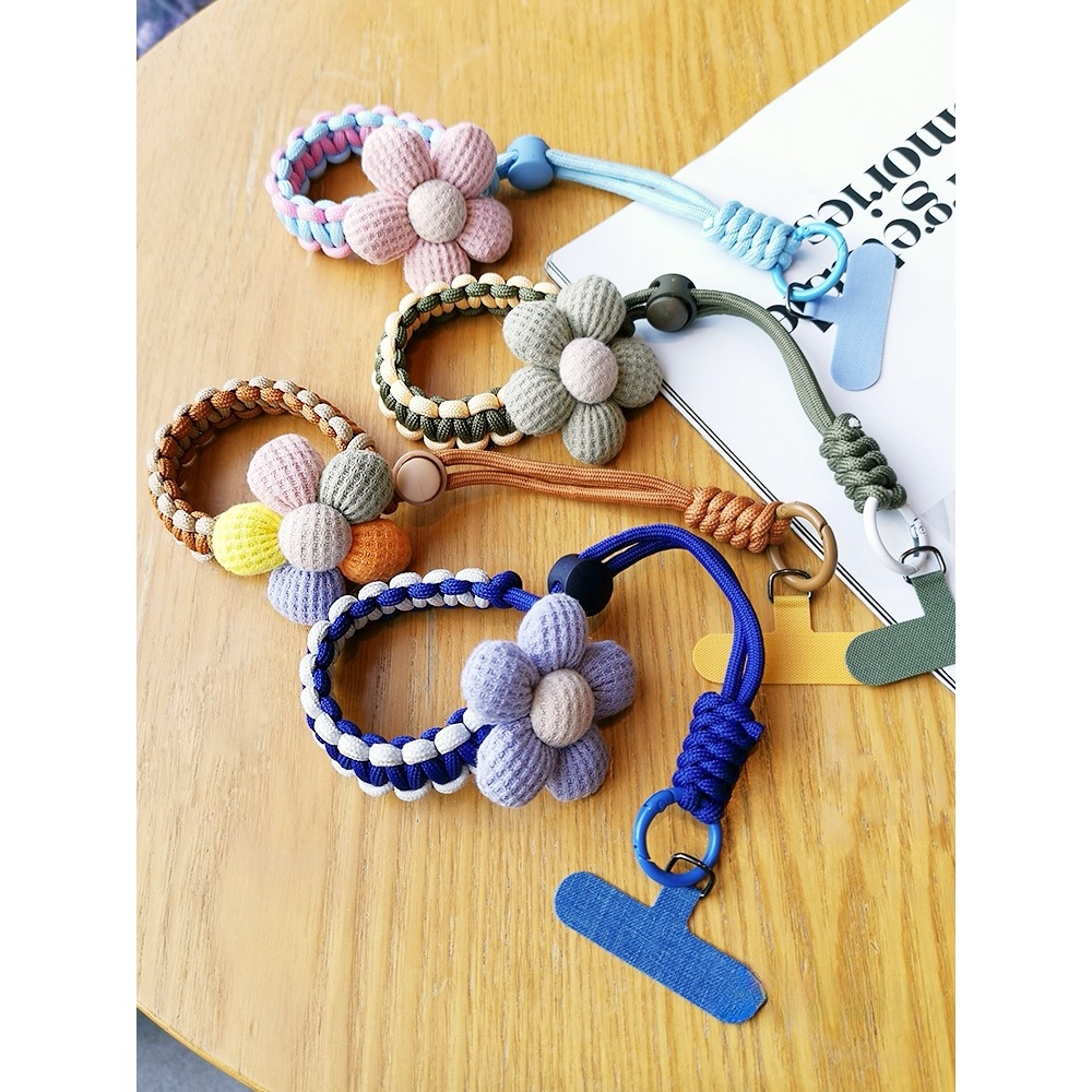 สั้นฟองน้ําดอกไม้ปรับถักโทรศัพท์มือถือเชือกเส้นเล็กข้อมือเชือกผู้หญิงเดินทางกลางแจ้ง