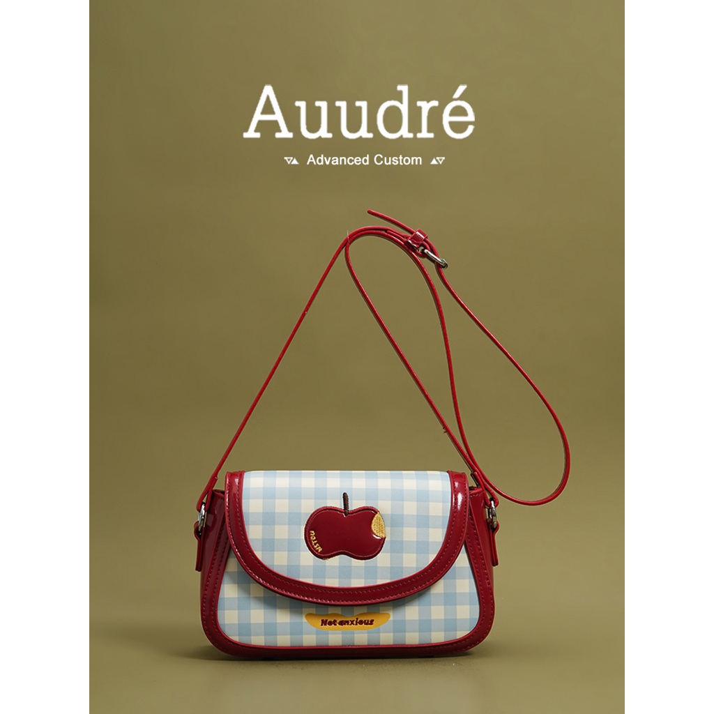 Auure High-End Texture Contrast สีกระเป๋าสี่เหลี่ยมเล็กผู้หญิงแฟชั่นกระเป๋าสะพายไหล่เดียว
