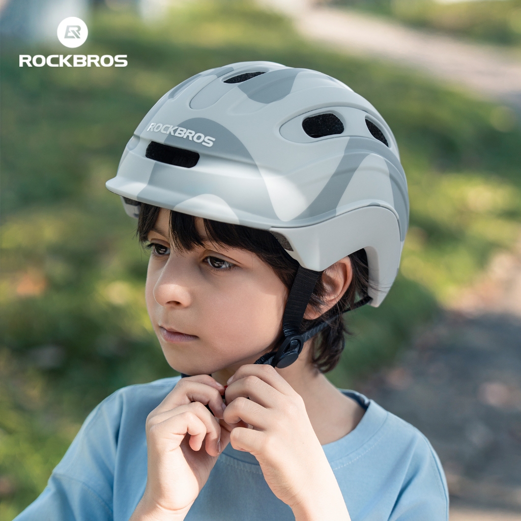 ROCKBROS หมวกกันน็อคขี่จักรยานสำหรับเยาวชนและเด็ก สีสันสดใส เหมาะกับอายุ 6-18 ปี