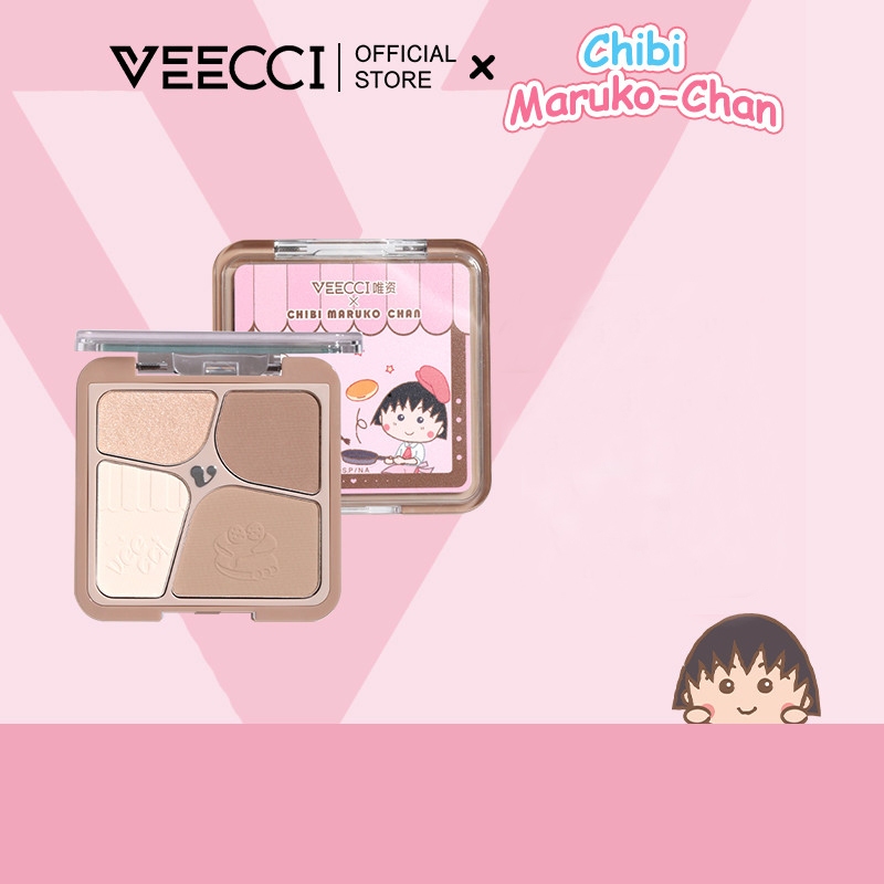 VEECCI x Chibi Maruko-Chan คอนทัวร์ ไฮไลท์ จานสี 4 in 1 ชิมเมอร์ เคลือบ บรอนเซอร์ คอนทัว 8.6g