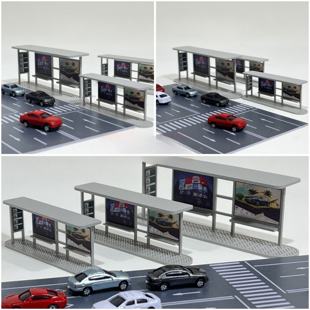 N Scale Diorama Bus Station Model DIY Railroads Shelter ฉากอาคารรุ่น