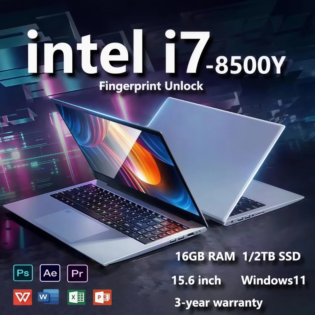 รับประกันสามปี15.6" ปลดล็อคลายนิ้วมือ Windows 11 Pro Intel Core i7 8500Y แล็ปท็อป 16GB DDR 1TB SSD แล็ปท็อปคอมพิวเตอร์สํานักงาน PC Notebook