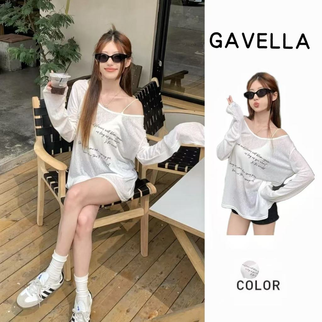 GAVELLA เสื้อแขนยาว เสื้อชีฟองทรง Ovesize ใส่แมทช์เสื้อสายเดี่ยว หรือ บิกินี่ ใส่คลุมได้ทุกงาน พิมพ์ลาย ป้องกันแดด