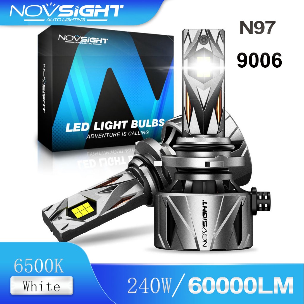 Novsight ความสว่างสูง series N97 ไฟหน้ารถ LED 9006 240W 60000LM 6500K Plug and Play 2 ชิ้นพร้อม canb