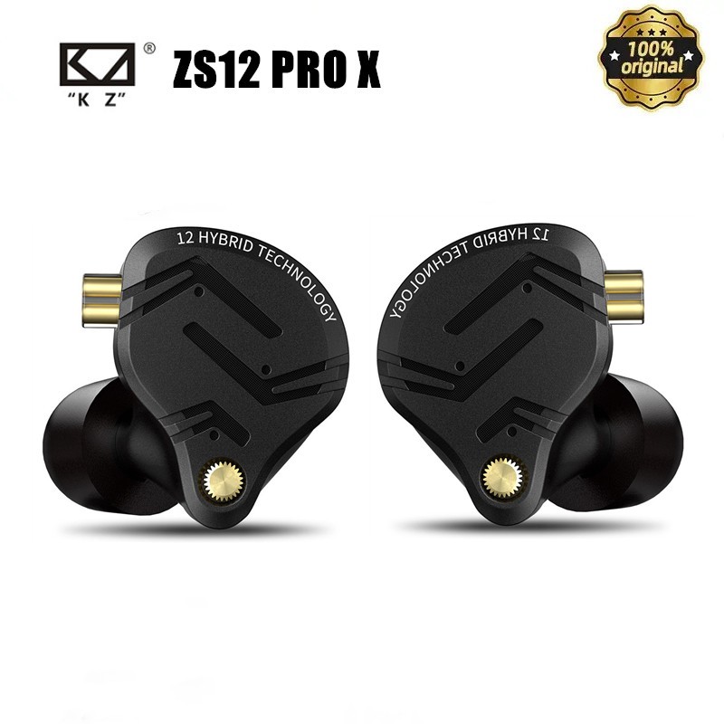 KZ ZS12 PRO X หูฟังโลหะ 1DD + 5BA Hybrid HIFI Bass In Ear Monitor หูฟังเพลงกีฬาชุดหูฟัง