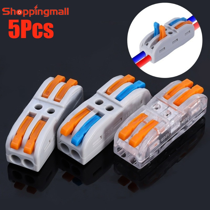 5 ชิ้น Splicing Connectors สําหรับวงจรอินไลน์ / Push-in Conductor Terminal Block / Quick สายไฟ / Two-in Two-out Lever Wire Nut Connector