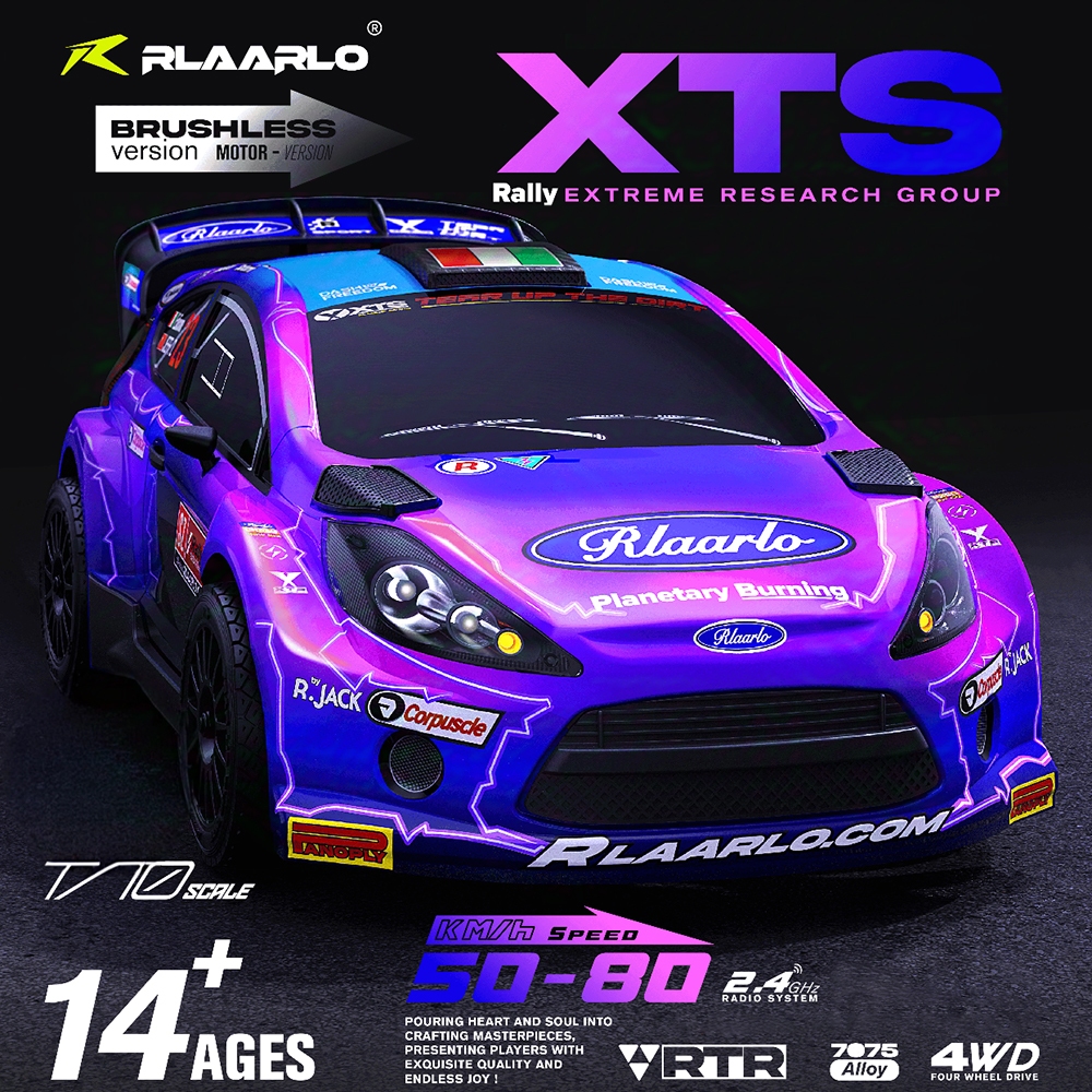 Rlaarlo XTS-F10 Brushless RC Rally Racing 1/10 รีโมทคอนโทรลไฟฟ้ารุ่น Rally รถ 4WD RTR / ATR ผู้ใหญ่ข