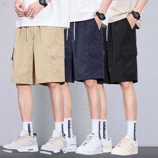 กางเกงขาสั้นเอวยางยืดสไตล์เกาหลี 4 กระเป๋า กางเกงขาสั้นผู้ชา…