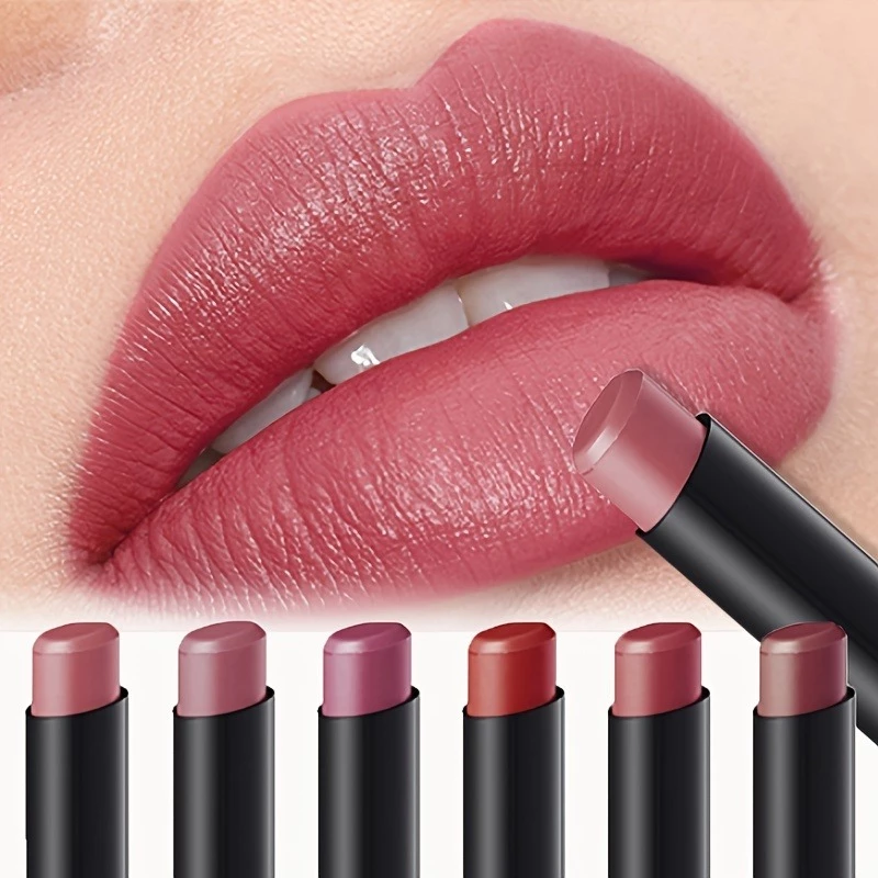 12 สี Matte ลิปสติกดินสอกันน้ําติดทนนาน Non-Stick Cup Lip Stain Tint เครื่องสําอาง Nude ลิปสติกปากกาแต่งหน้า