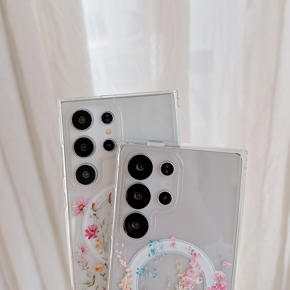 SAMSUNG ผีเสื้อใสดอกไม้เคสโทรศัพท์สําหรับSamsung Galaxy S25 S24 S23 Ultra S23 FE S24 Plus A56 A36 A26 A16 A15 A35 A55 5Gแม่เหล็กโปร่งใสพร้อมสายรัดข้อมือปกหลัง - รูปที่ 7
