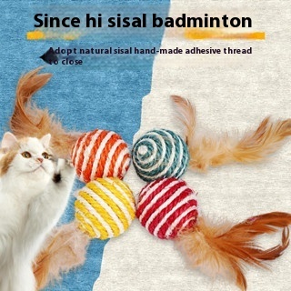 ขายส่ง ลูกบอลขนนก ป่านศรนารายณ์ ของเล่นแมว ลูกบอลสาน ที่ทนทาน และมีสีสัน ของเล่นเจียรอุ้งเท้าแมว ของเล่นสําหรับสัตว์เลี้ยง