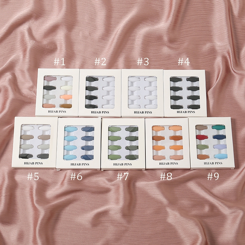 LMLAVEN 8 ชิ้น/เซ็ต Turban หัวเข็มขัดพลาสติกผ้าพันคอผ้าไหมหัวเข็มขัดผสมสี Pin สี Candy Hijab อุปกรณ์เสริมแฟชั่น