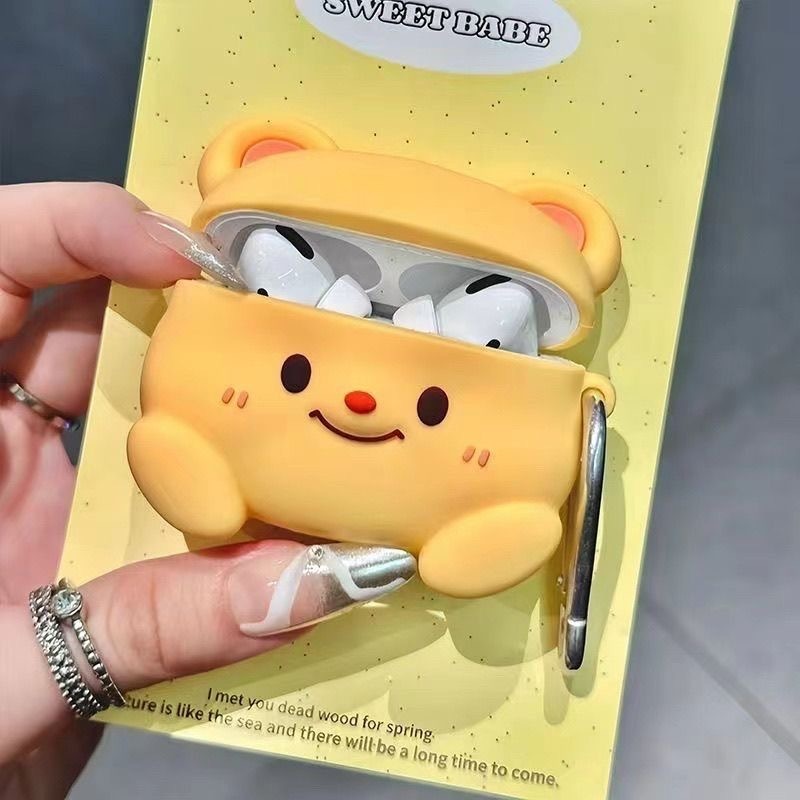 สําหรับ AirPods Pro2 ฝาครอบหูฟังใช้งานร่วมกับ AirPods 3/4 Pro2 หูฟังบลูทูธกรณีหมีเนย TPU Anti Drop ฝาครอบป้องกัน