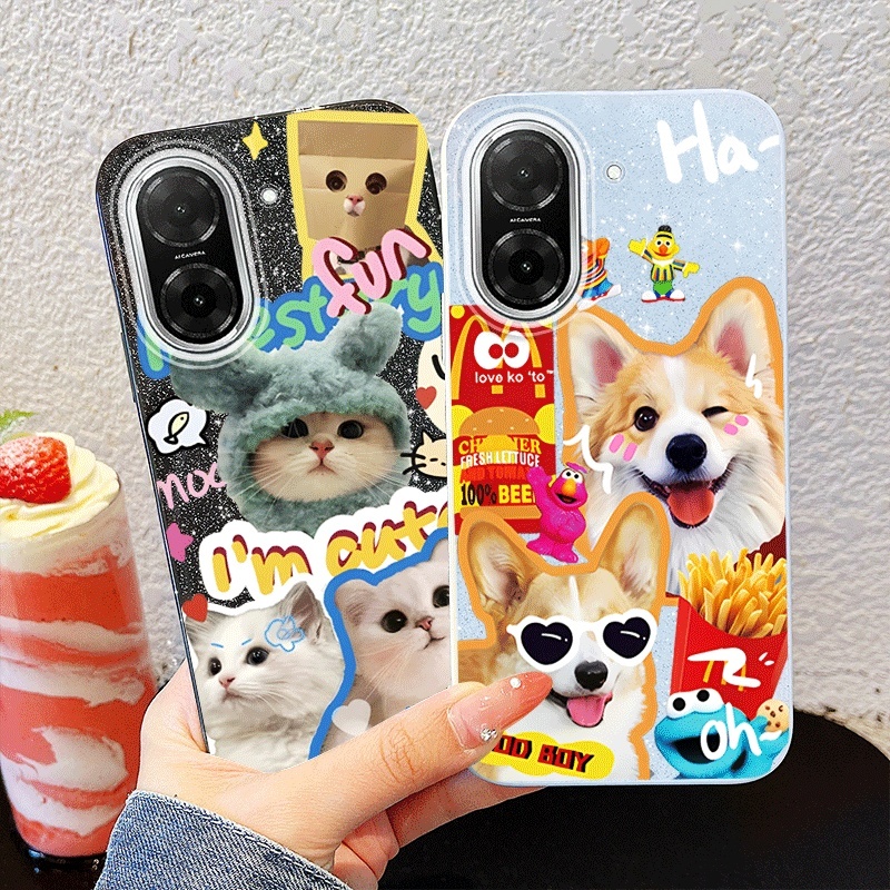 YBD ปลอกสัตว์เลี้ยงน่ารักสําหรับ Redmi A5 Turbo 4 Pro Xiaomi POCO F7 5G POCO C71 Corgi และแมวสัตว์หัว Shell