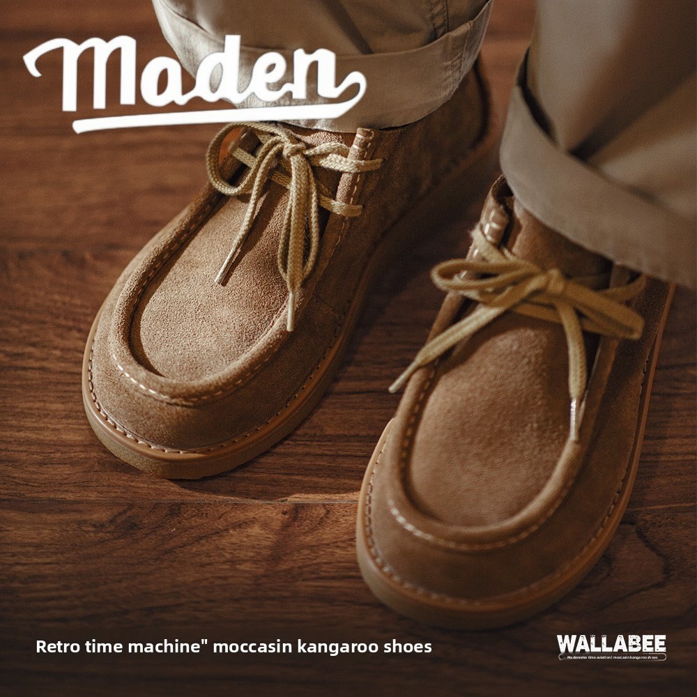 MADEN ยี่ห้อ 2025 ใหม่ Mokasin kangaroo รองเท้าสําหรับฤดูใบไม้ร่วงของผู้ชาย Meilad retro casual Loafer soft soled รองเท้าหนังจริงอเนกประสงค์