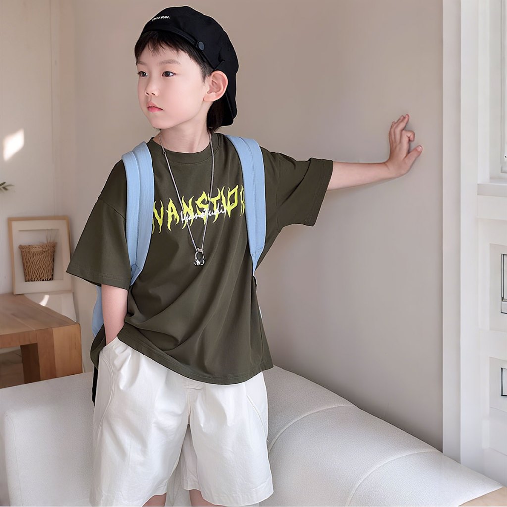 SweetKids พร้อมส่งจากกทม แขนสั้นเด็กผู้ชาย ชุดเสื้อยืดแขนสั้น แฟชั่นฤดูร้อน เสื้อยืดคอกลมครึ่งแขน พิมพ์ หลวมและสะดวกสบาย ราคา ถูกที่สุด ดีลบีเคเค แกลเลอรีภาพที่ 9