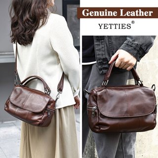 YETTIES กระเป๋าถือลําลอง หนังวัวแท้ ทรงโท้ท สําหรับผู้หญิง
