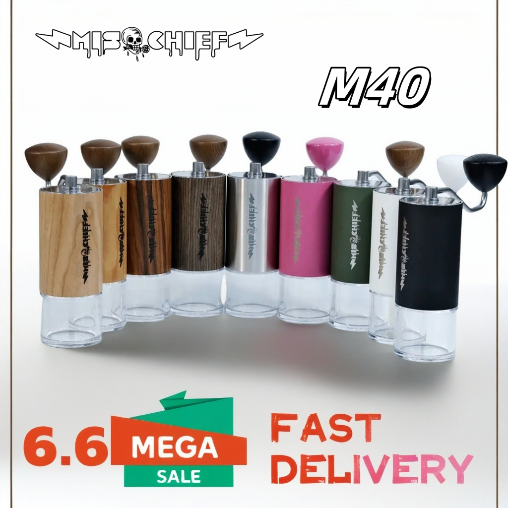 Mischief M40 เครื่องบดกาแฟแมนนวล สเตนเลส ทรงกรวย สีแดง คลิกเหมือน C40 MK4