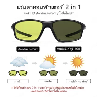 LUSEEN แว่นตาเปลี่ยนสีได้ และกรองรังสี กรอบทรงสี่เหลี่ยม สำหรับผู้หญิงและผู้ชาย AG2281