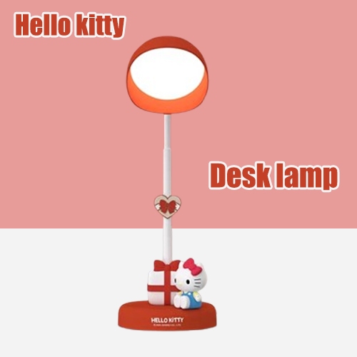 Hello Kitty น่ารัก LED โคมไฟตั้งโต๊ะ Night Light ของขวัญสําหรับเด็กห้องนอน Study Decor สีชมพู Kawaii การ์ตูนโคมไฟตั้งโต๊ะ