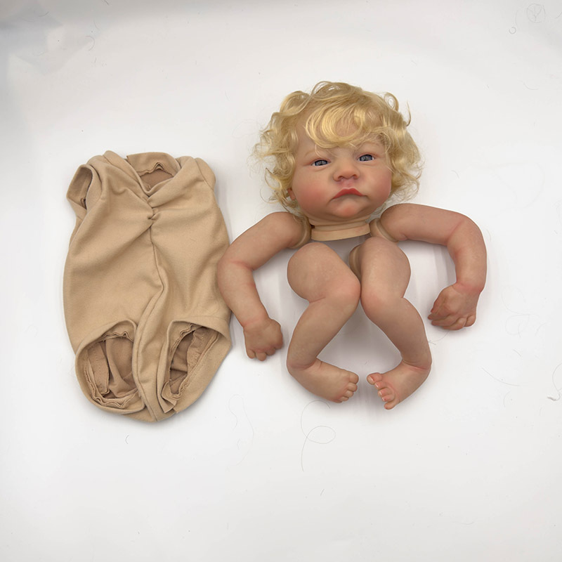 18 นิ้ว Reborn ตุ๊กตาชุดเหมือนจริงทารกแรกเกิด Levi ผมสีทอง 3D ทาสีผิวยังไม่เสร็จตุ๊กตาชิ้นส่วนผ้า Ha