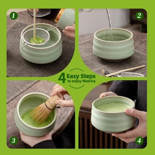 Teanagoo Matcha Set Whisk ชุดชงชามัทฉะ ชุดชงชาญี่ปุ่น ชามมัทฉะ ตะกร้อไม้ไผ่มัทฉะ ที่ตัก ที่ร่อน ที่ใส่ตะกร้อมัทฉะ ขาตั้งตะกร้อมัทฉะ ชุด N1 เส้นสีดํา