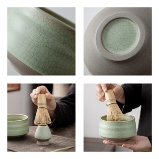 Teanagoo Matcha Set Whisk ชุดชงชามัทฉะ ชุดชงชาญี่ปุ่น ชามมัทฉะ ตะกร้อไม้ไผ่มัทฉะ ที่ตัก ที่ร่อน ที่ใส่ตะกร้อมัทฉะ ขาตั้งตะกร้อมัทฉะ ชุด N1 เส้นสีดํา