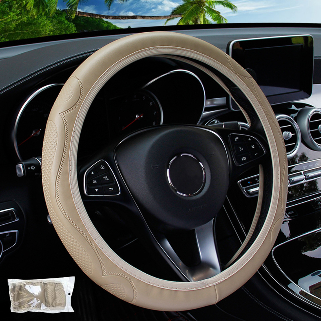 ฝาครอบพวงมาลัยกันลื่นสากล 38 ซม. การออกแบบแฟชั่นสําหรับรถยนต์ทั้งหมดความปลอดภัยขับรถตกแต่งภายในไม่มีแหวนด้านในทุกฤดูกาล - รูปที่ 5