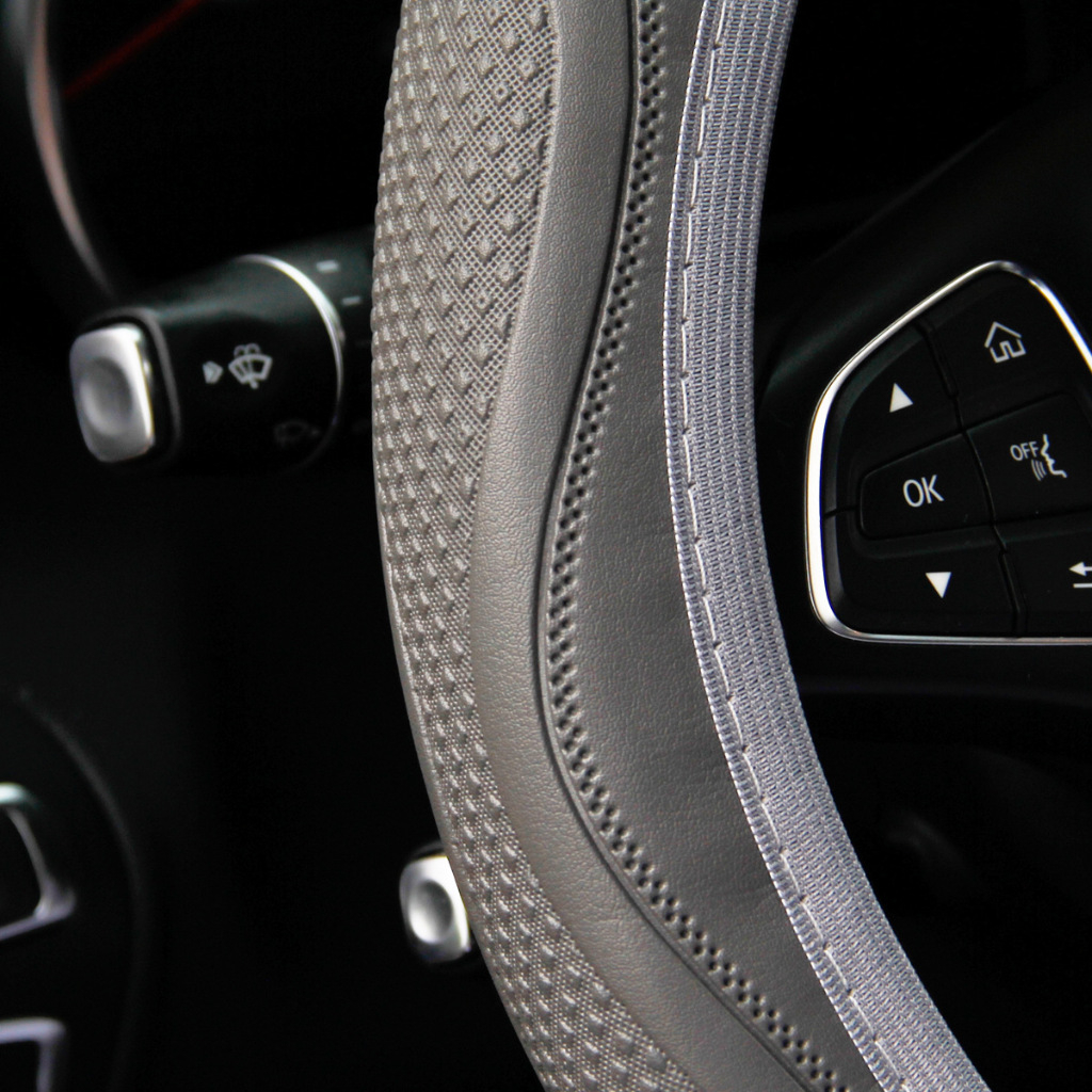 ฝาครอบพวงมาลัยกันลื่นสากล 38 ซม. การออกแบบแฟชั่นสําหรับรถยนต์ทั้งหมดความปลอดภัยขับรถตกแต่งภายในไม่มีแหวนด้านในทุกฤดูกาล - รูปที่ 3