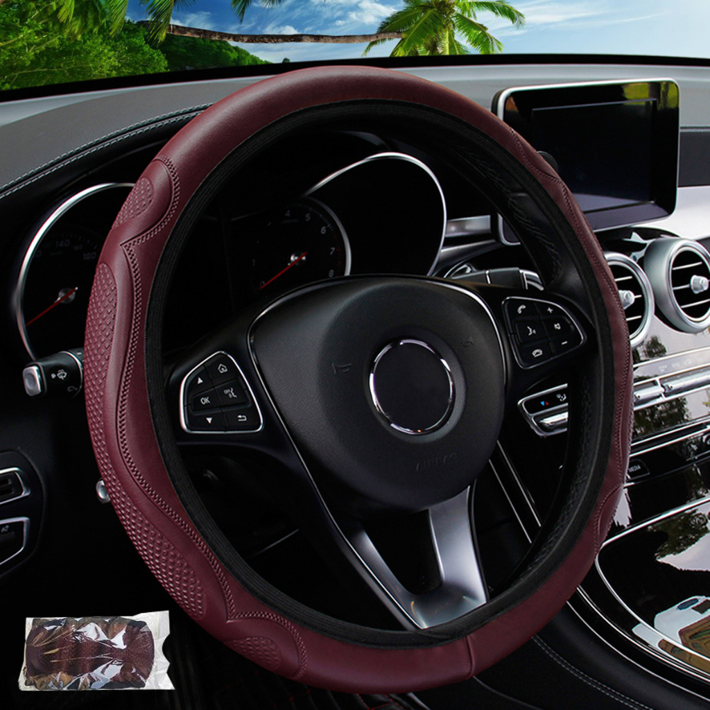 ฝาครอบพวงมาลัยกันลื่นสากล 38 ซม. การออกแบบแฟชั่นสําหรับรถยนต์ทั้งหมดความปลอดภัยขับรถตกแต่งภายในไม่มีแหวนด้านในทุกฤดูกาล